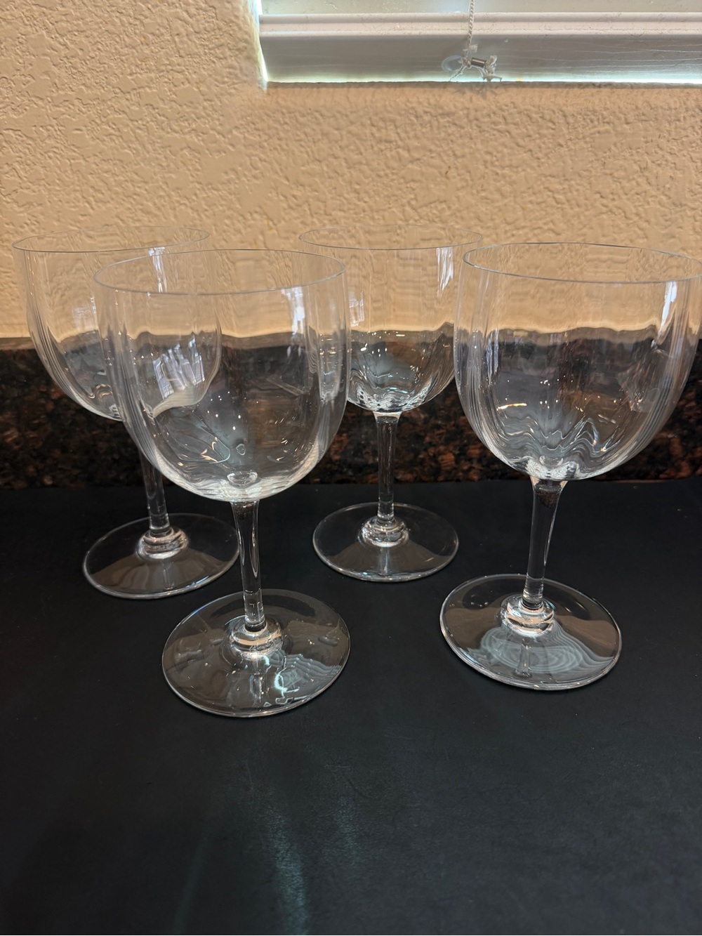 Set of 4 Baccarat Montaigne (Optic) Water Wine Goblet Glasses 7" EXCELLENT